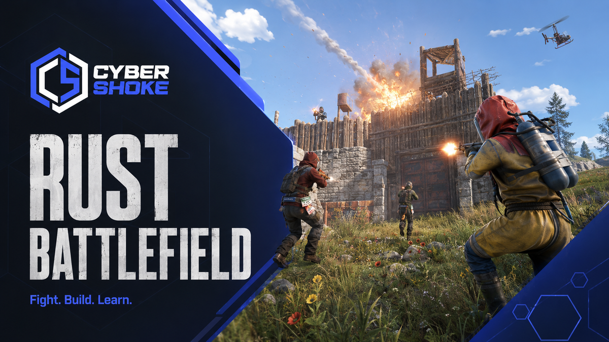 RUST Battlefield server on CYBERSHOKE — learn to fight, build and survive without being afraid to lose loot