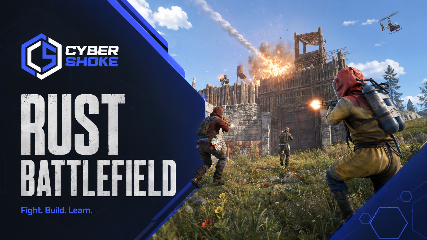 RUST Battlefield server on CYBERSHOKE — learn to fight, build and survive without being afraid to lose loot