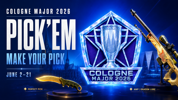 Pick’em Cologne Major 2026 on CYBERSHOKE — predictions, free skins and AWP | Dragon Lore